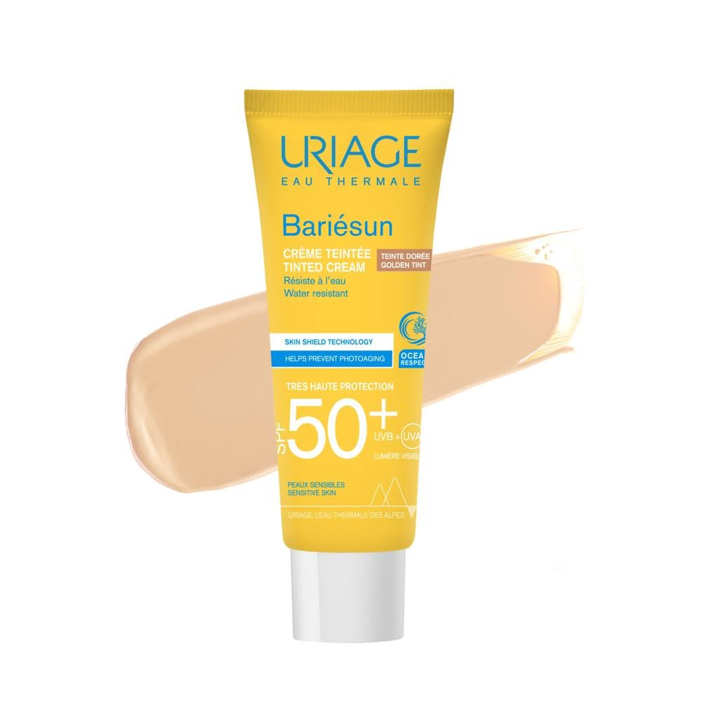  Uriage Bariesun Crema facial SPF50+ para la cara - Oro - Ligera - Funde perfectamente - Luminosidad sana - Táctil seco 